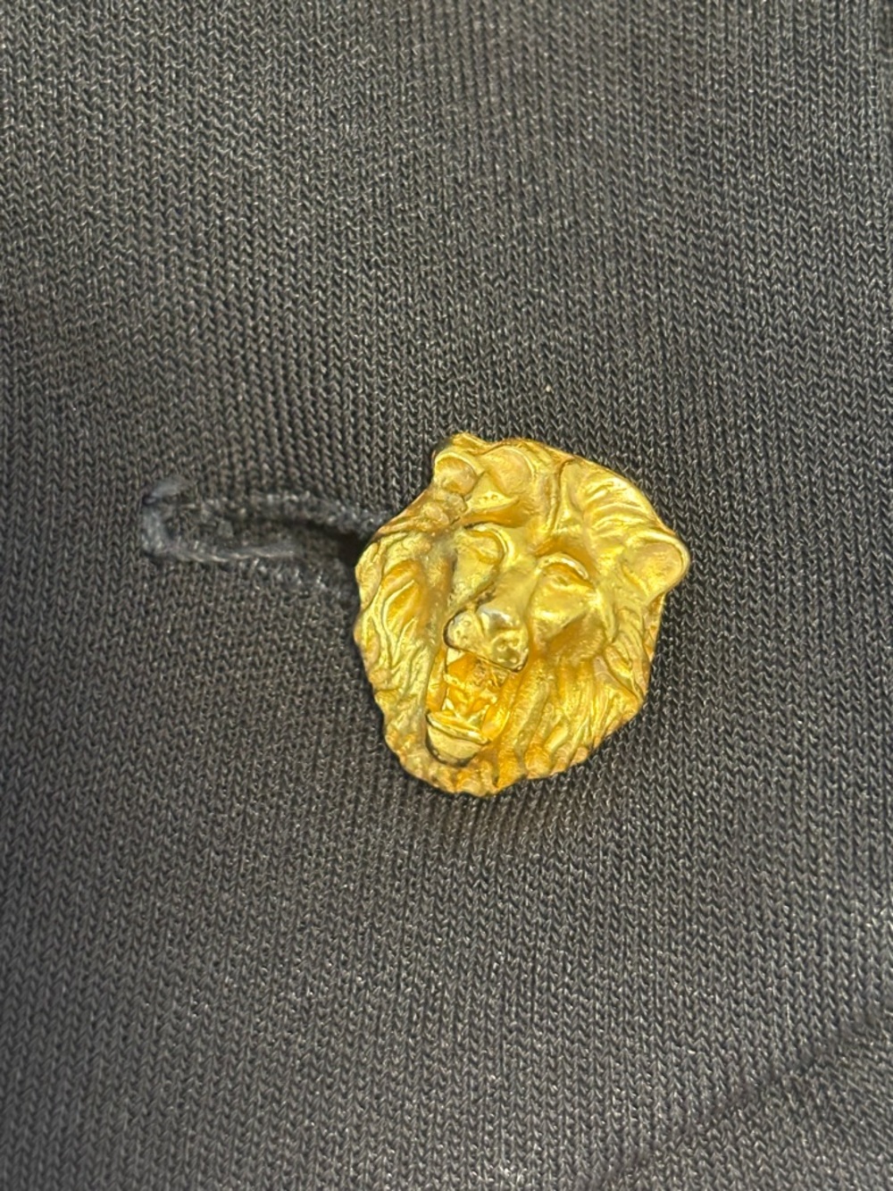 Vintage Anne Klein Dress Bergdorf Goodman Black Gold Lion Button Midi Size 4